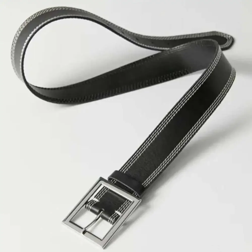 Urban Outfitters Double-Stitch Leather Belt Black Size M